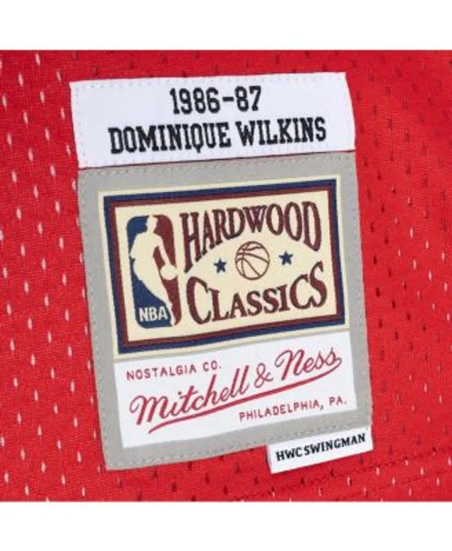 Men's Mitchell & Ness Dominique Wilkins Yellow/Red Atlanta Hawks Hardwood  Classics 1986/87 Split Swingman Jersey