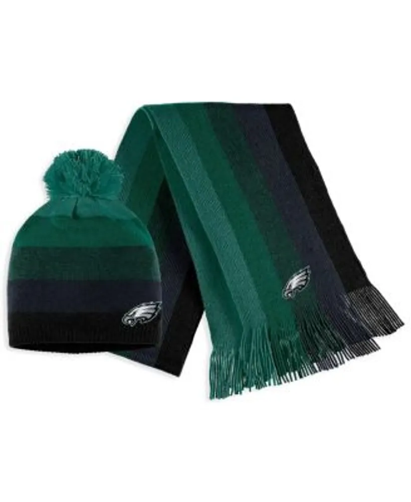 Women's Wear by Erin Andrews Midnight Green Philadelphia Eagles Colorblock Cuffed Knit Hat with Pom and Scarf Set