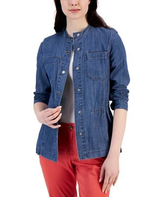 Women's Collarless Denim Jacket