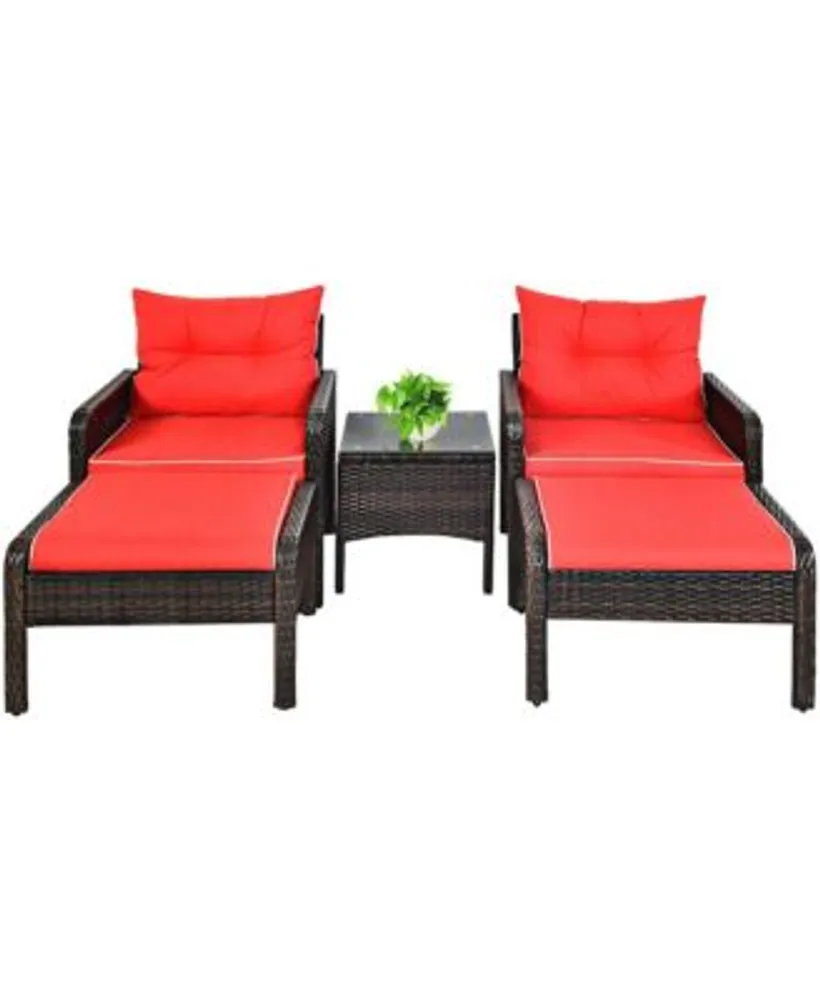 5pcs Outdoor Sectional Set Wicker Patio Sofa Set with Cushions