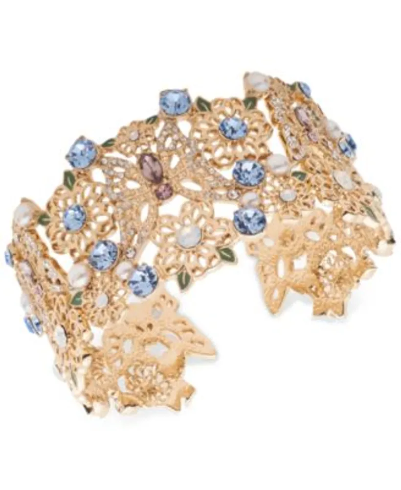 Marchesa Gold-Tone Blue Multi Butterfly Drama Cuff Bracelet