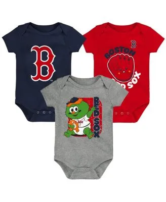 Infant Boys and Girls Navy, Red, Gray Boston Red Sox Batter Up 3-Pack  Bodysuit Set