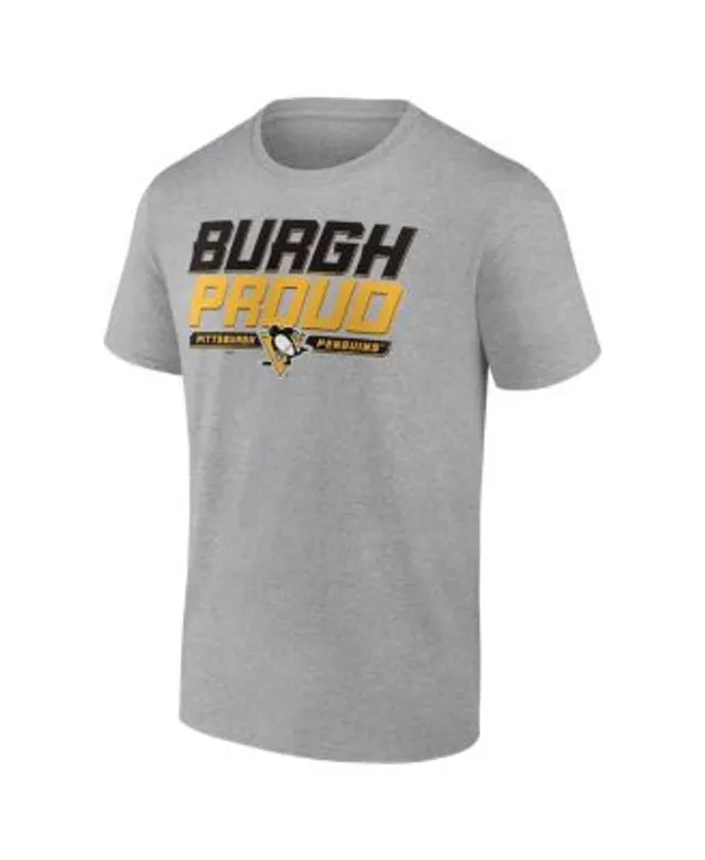 Fanatics Men's Branded Heather Charcoal Pittsburgh Penguins Special Edition  2.0 Barn Burner 3/4 Sleeve T-shirt