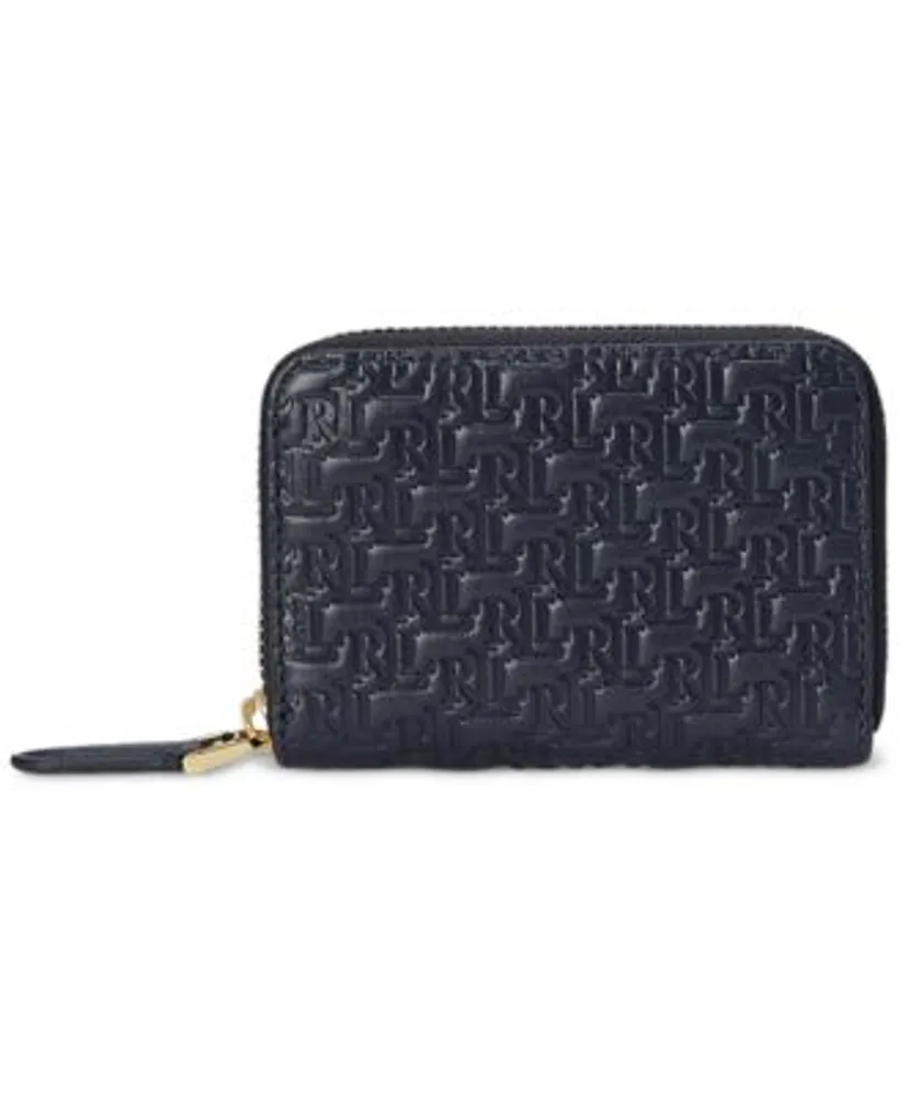 Lauren Ralph Lauren Debossed Monogram Leather Zip-Around Wallet