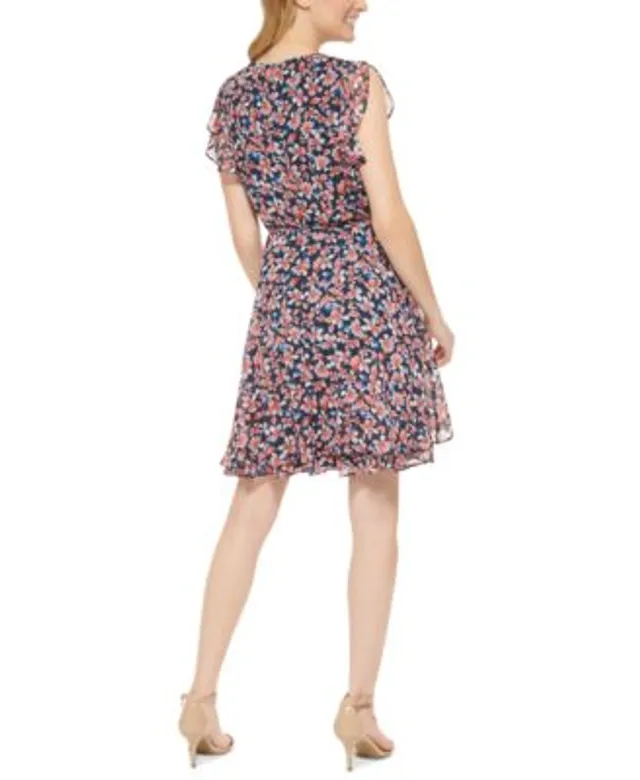 MSK Women's Floral-Print Smocked Fit & Flare Dress - Macy's