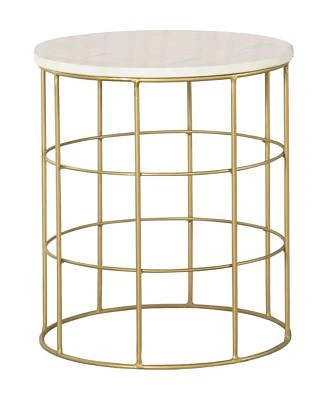 18.25" Marble Round Accent Table with Marble Top