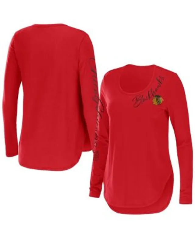 Women's Tommy Hilfiger Red Chicago Blackhawks Abigail V-Neck Long Sleeve T-Shirt Size: Medium