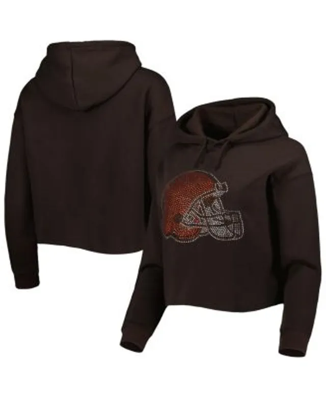 Wear by Erin Andrews Brown/White Cleveland Browns Color-Block Full-Zip Hoodie