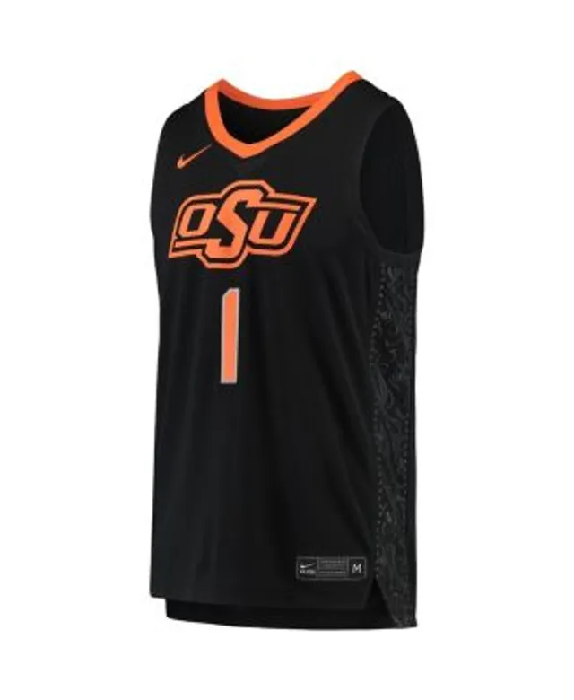 Men's Nike White/Black Oklahoma State Cowboys Pinstripe Replica Full-Button Baseball Jersey