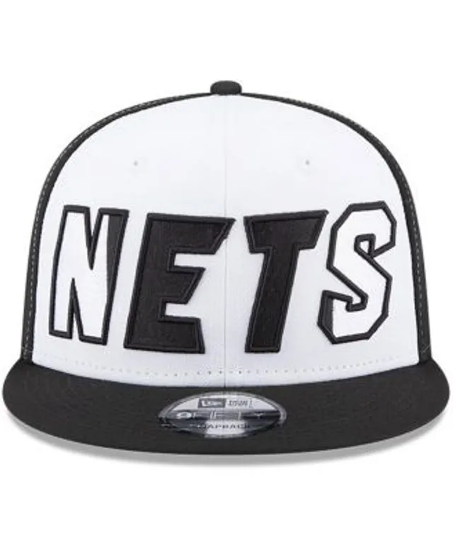 New Era Men's White and Black Brooklyn Nets Back Half 9FIFTY Snapback Hat