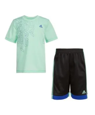 Little Boys Graphic Polyester T-shirt and Elastic Waist Shorts, 2 Piece Set