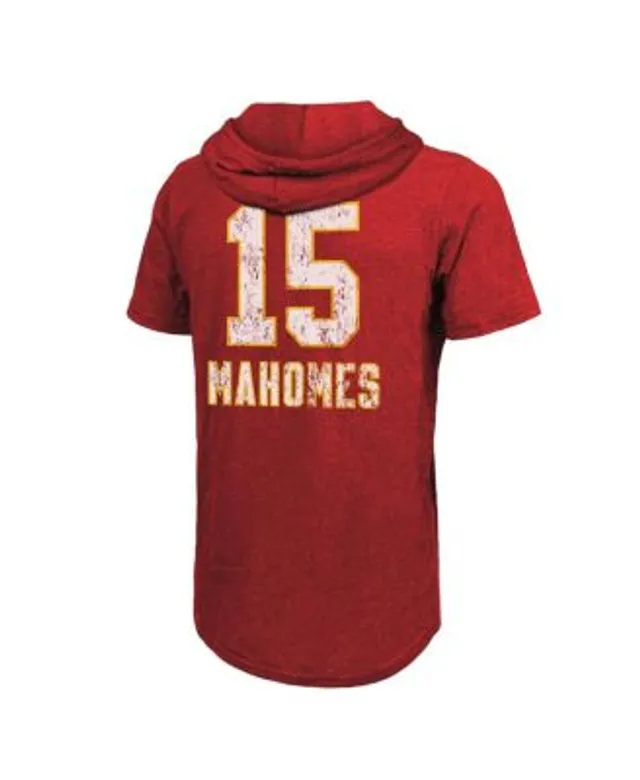 Men's Majestic Threads Patrick Mahomes Red Kansas City Chiefs Super Bowl  LVII Name & Number Tri-Blend Short Sleeve Hoodie T-Shirt