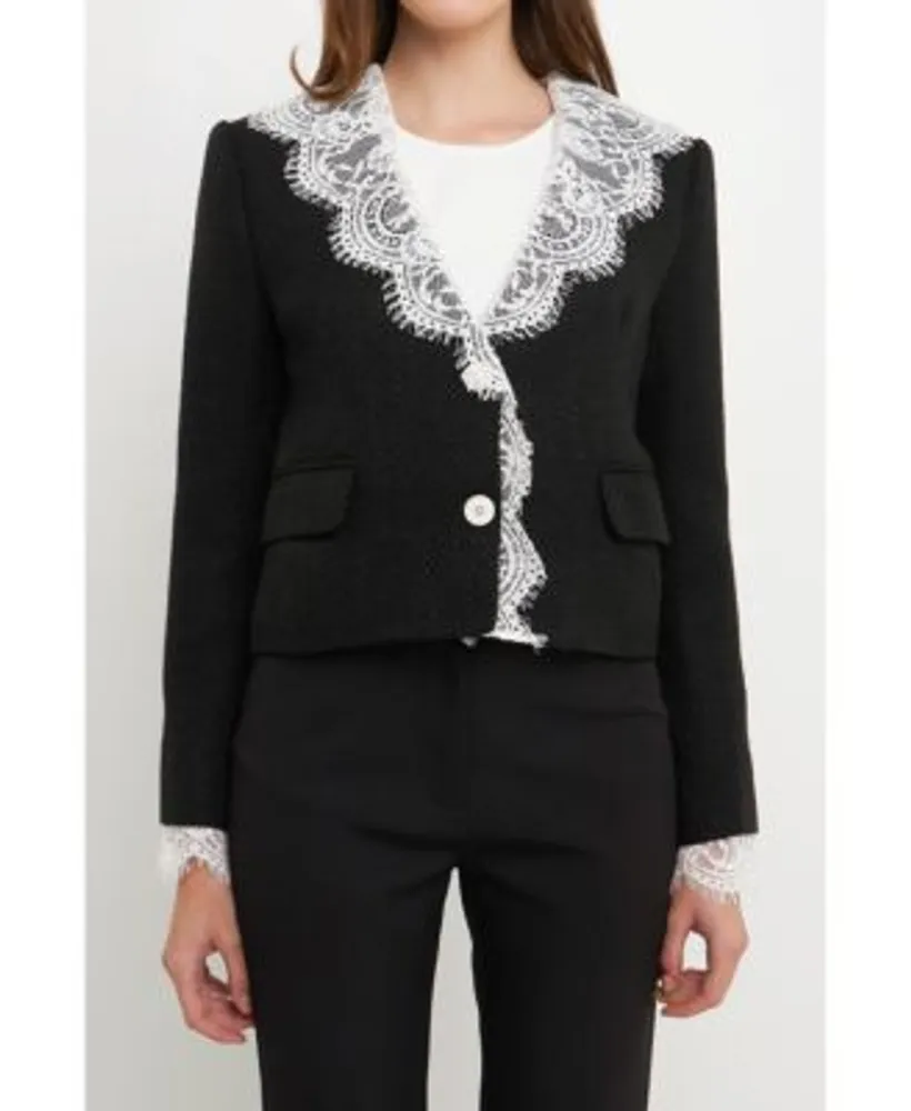 Endless Rose - Tweed Boyfriend Blazer White / S