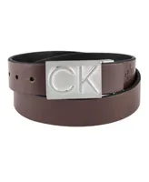 Calvin Klein Women's Two-in-One Reversible CK Monogram Buckle, Black/Grey  Plaque, Small at  Women's Clothing store