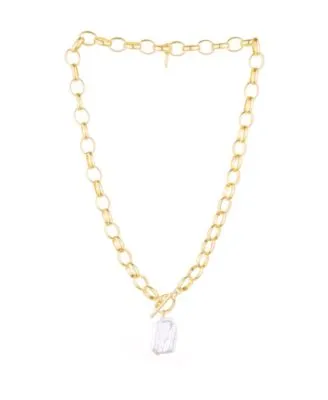 Imitation Pearl Nugget Pendant and 18K Gold Plated Necklace