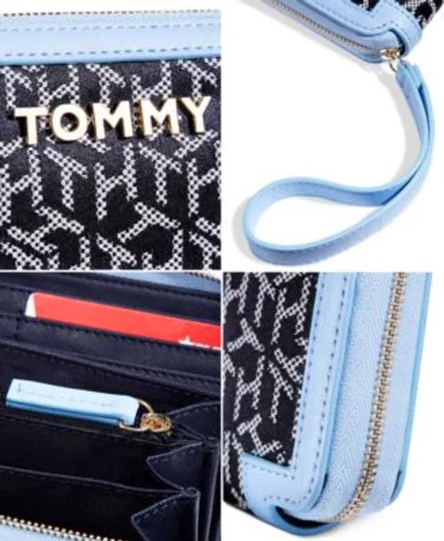 COACH Washed Denim and Leather Signature Small Wristlet - Macy's