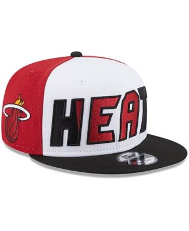 New Era Men's White and Black Miami Heat Back Half 9FIFTY Snapback Hat