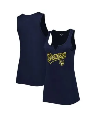 Milwaukee Brewers Women's Plus Size Notch Neck T-Shirt - White/Navy