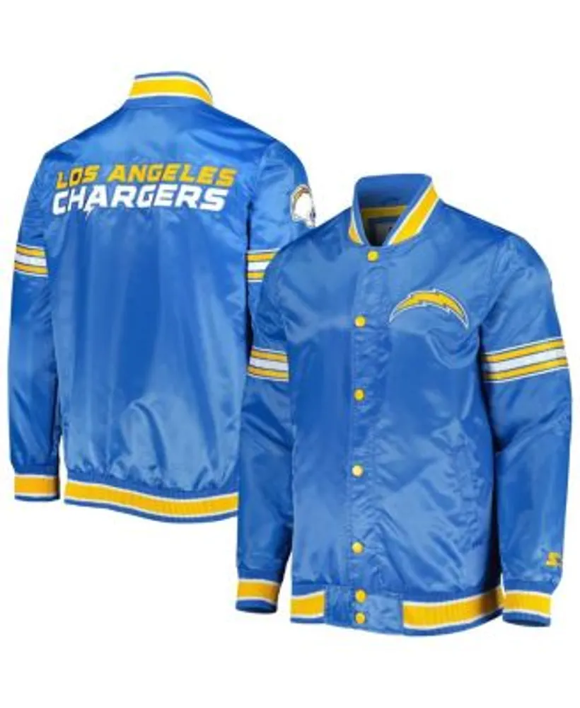 Men's Los Angeles Chargers Starter Navy/Powder Blue Prime Time Twill Satin  Varsity Full-Snap Jacket