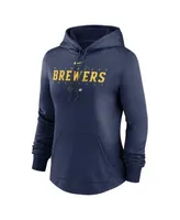 Men's Nike Gray/Navy Milwaukee Brewers Authentic Collection Game  Performance Pullover Sweatshirt