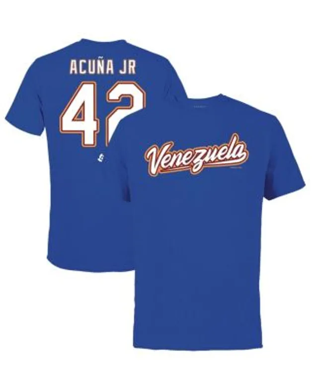 Men's Legends Ronald Acuña Jr. Royal Venezuela Baseball 2023 World Classic Name & Number T-Shirt