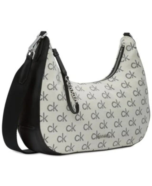 Calvin Klein Hadley Denim Jacquard Signature Large Triple Compartment Tote