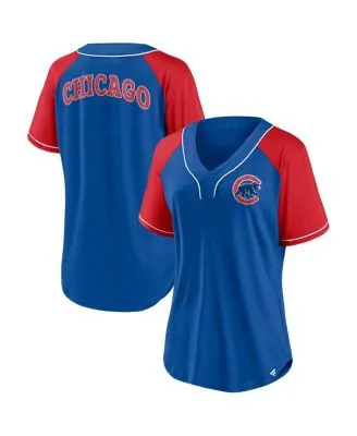 Women's New Era Royal Chicago Cubs Plus Size Space Dye Raglan V-Neck T-Shirt