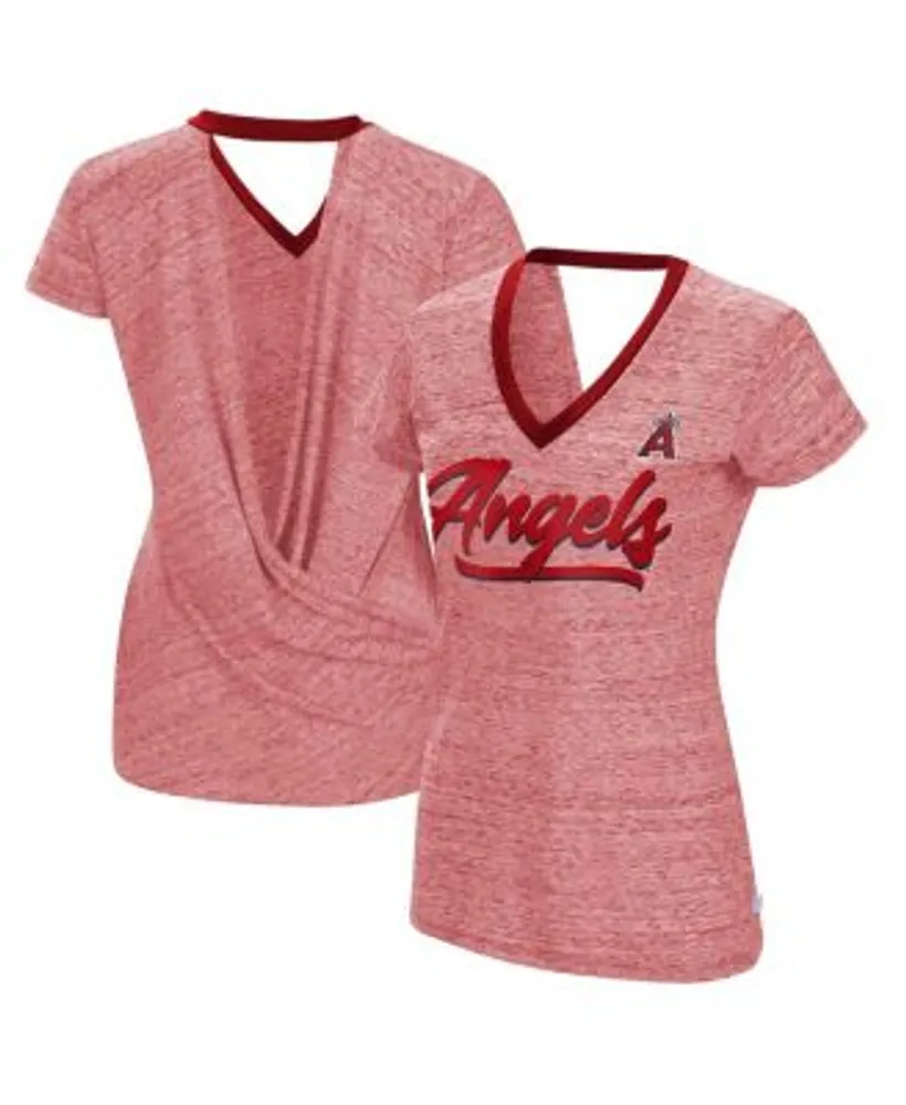 Touch Women's Red Los Angeles Angels Halftime Back Wrap Top V-Neck