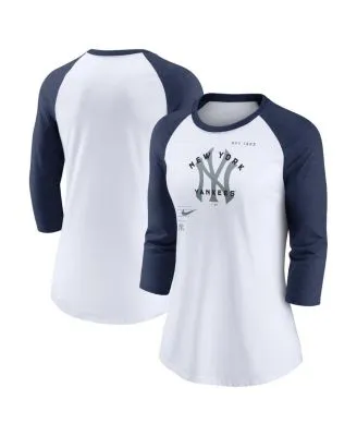 Women's Nike Red/Navy Washington Nationals Modern Baseball Arch Tri-Blend Raglan 3/4-Sleeve T-Shirt Size: Small