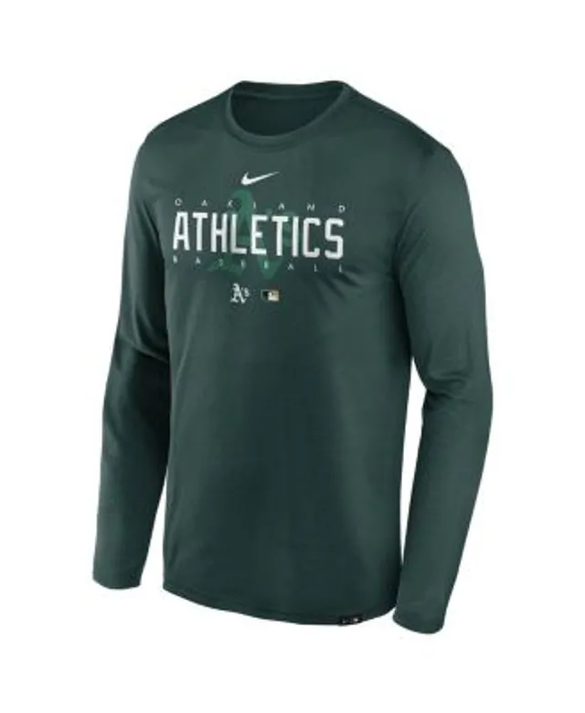 Men's Nike Green/ Oakland Athletics Game Authentic Collection Performance  Raglan Long Sleeve T-Shirt