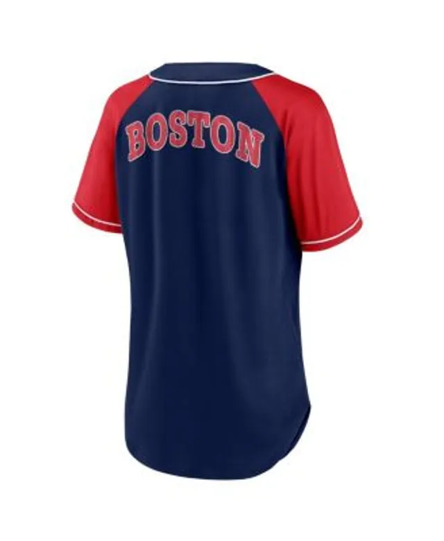 Women's Fanatics Branded Navy Boston Red Sox Ultimate Style Raglan V-Neck T- Shirt