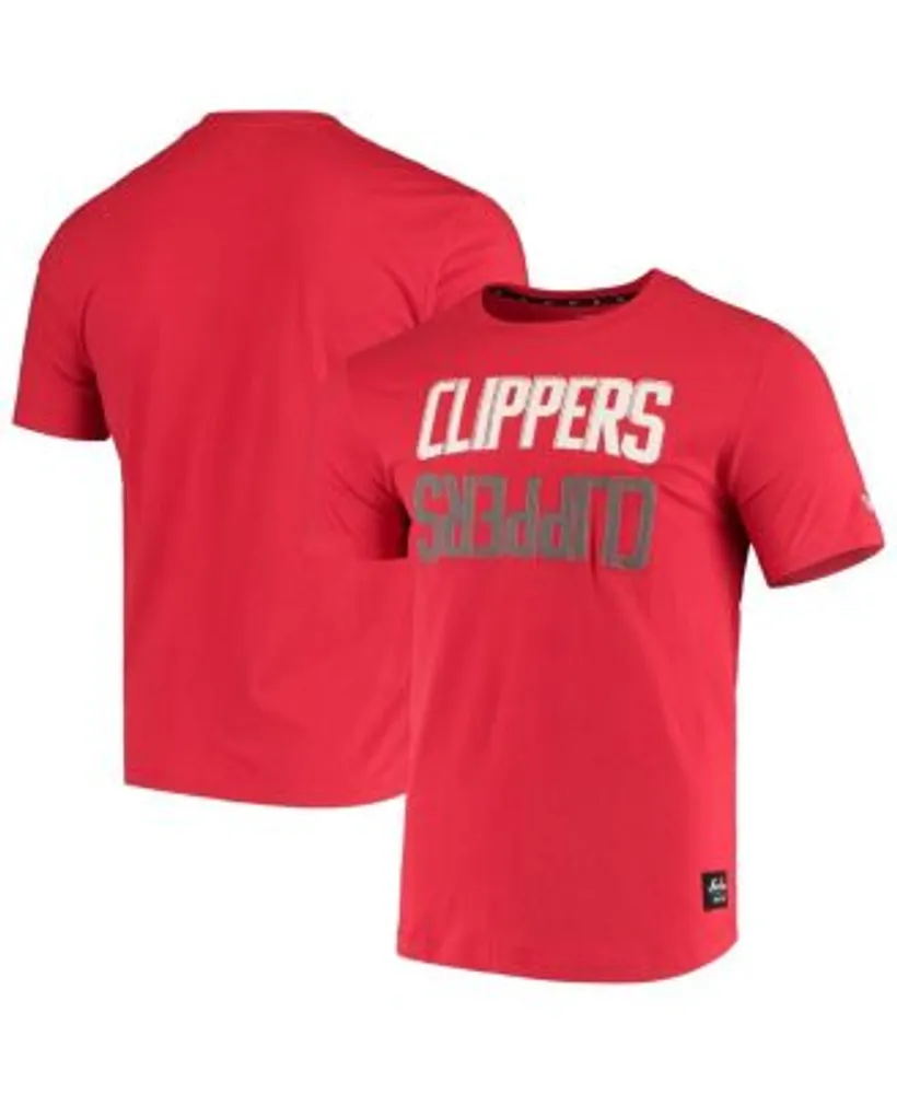 New Era Men's Red LA Clippers Brushed Jersey Wordmark Reflection Applique T- shirt