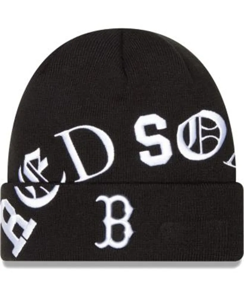 New Era Men's Black Boston Red Sox Old English Letter Cuffed Knit Hat