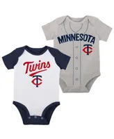 Atlanta Braves Infant Two-Pack Little Slugger Bodysuit Set - White/Heather  Gray