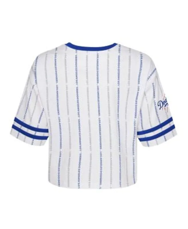 Outerstuff Girls Youth White Los Angeles Dodgers Ball Striped T-Shirt Size: Medium