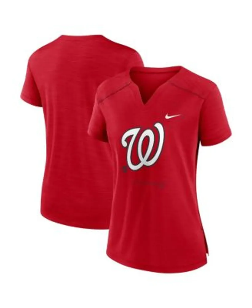 Nike Women's Red Washington Nationals Pure Pride Boxy Performance Notch  Neck T-shirt