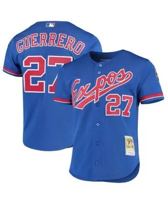 Men's Mitchell & Ness Vladimir Guerrero Royal Texas Rangers Cooperstown Collection Mesh Batting Practice Button-Up Jersey Size: Large