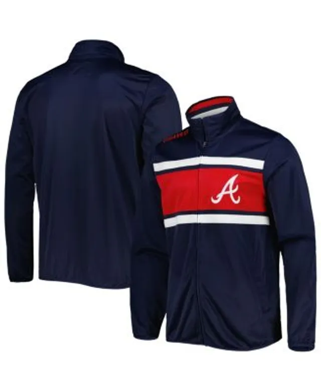 JH Design Men's Navy Atlanta Braves Reversible Fleece Full-Snap