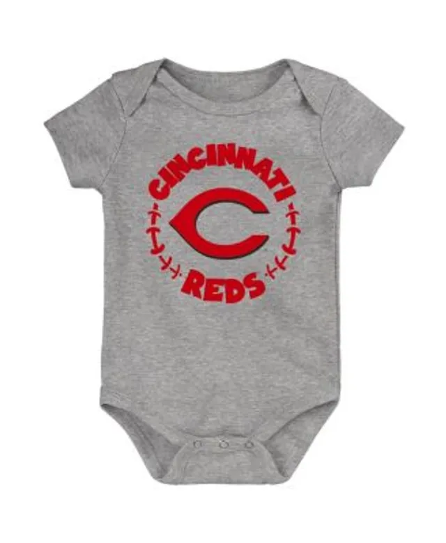 Outerstuff Newborn and Infant Boys and Girls Red, White, Heather Gray Cincinnati  Reds Biggest Little Fan 3-Pack Bodysuit Set - Macy's