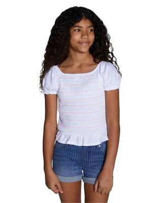 Big Girls Smocked Short Sleeve Top