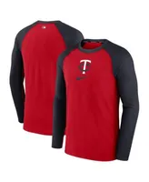 Men's Nike Red/Royal Texas Rangers Authentic Collection Raglan Performance Long Sleeve T-Shirt Size: Small