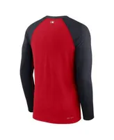 Men's Nike Royal/Red Texas Rangers Game Authentic Collection Performance Raglan Long Sleeve T-Shirt