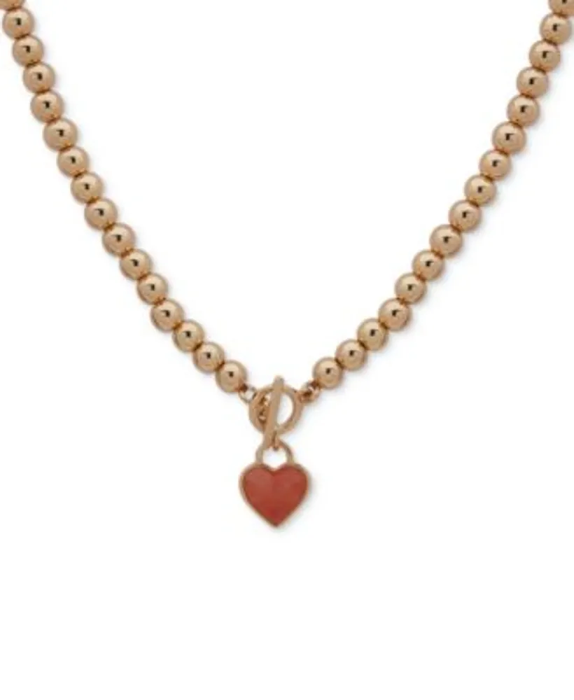 Necklace in old gold color with heart charms