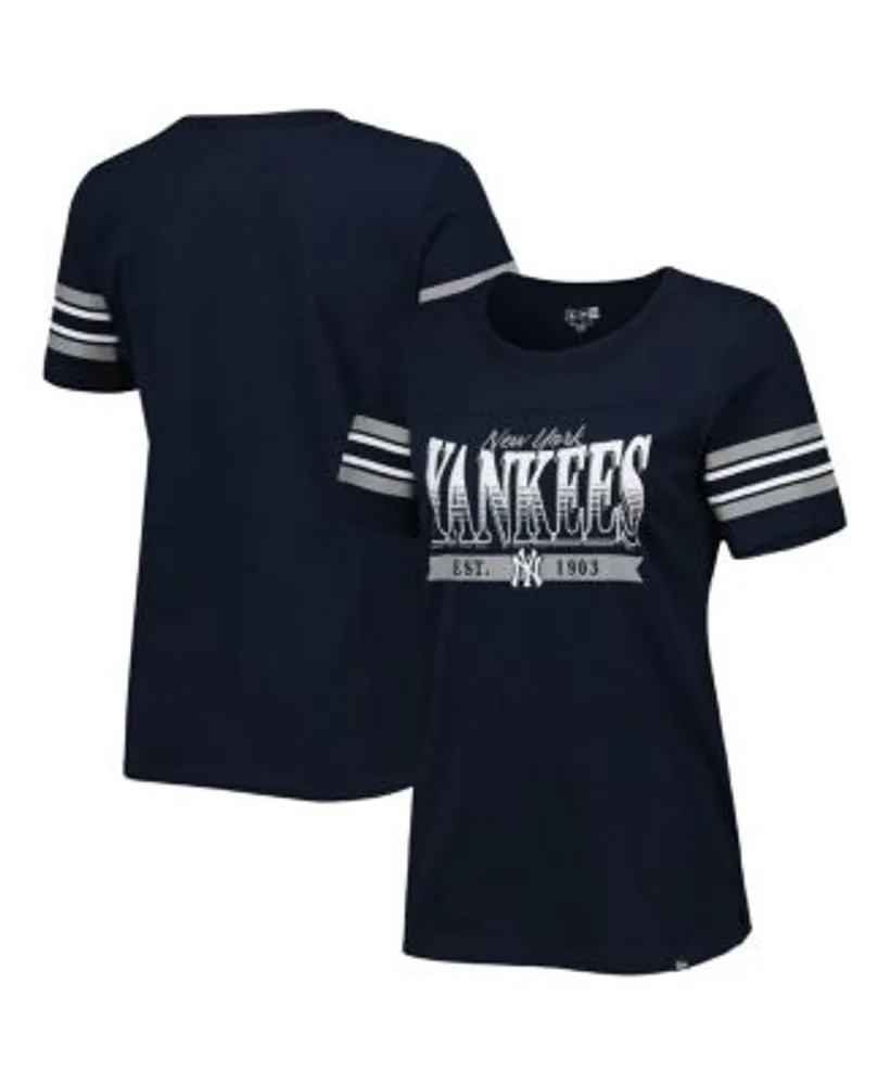 Women's New York Yankees White/Navy Plus Size Notch Neck T-Shirt