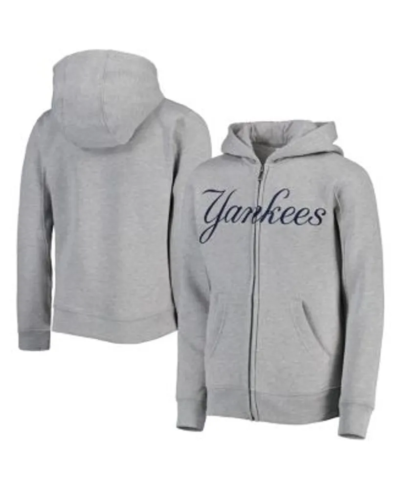 Youth Boys and Girls Heather Gray New York Yankees Wordmark Full-Zip Fleece  Hoodie