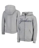 Youth Navy New York Yankees Wordmark Full-Zip Fleece Hoodie