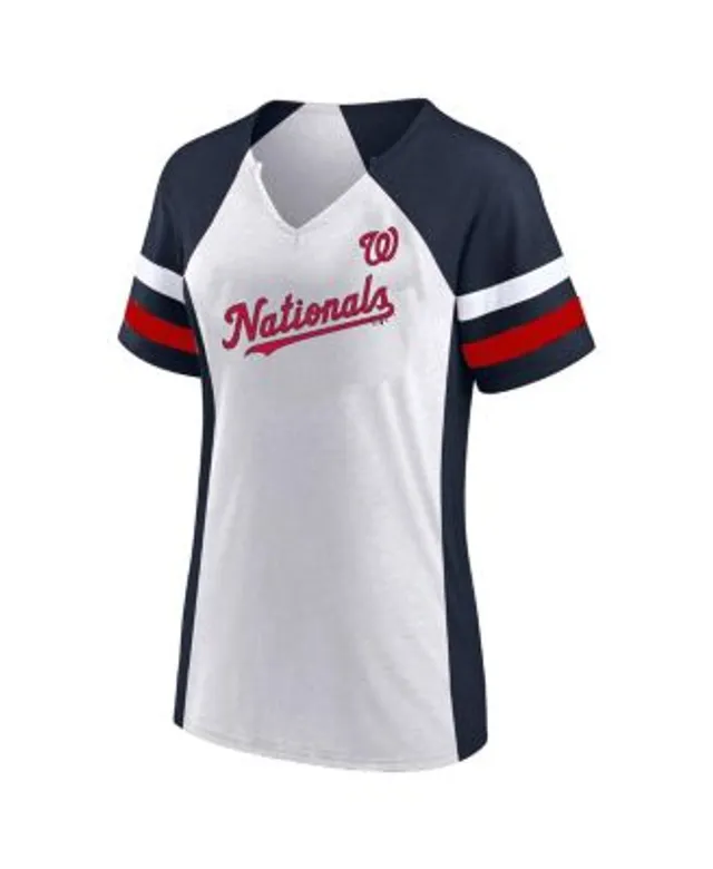 Women's Navy Washington Nationals Plus Size Cloud V-Neck T-Shirt