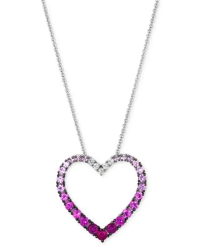 Heart Necklace with Pink Sapphire in White Gold