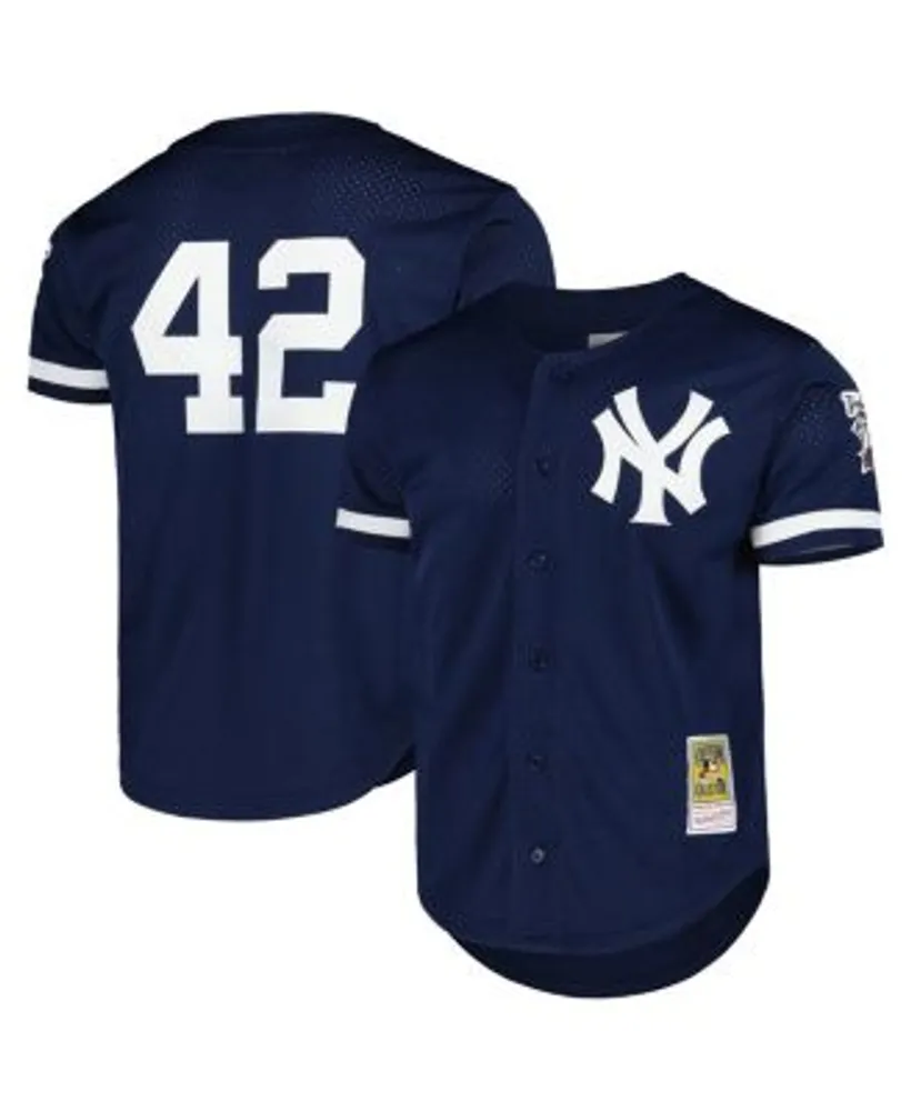 Mitchell & Ness Men's Mariano Rivera Navy New York Yankees Cooperstown  Collection Mesh Batting Practice Button-Up Jersey