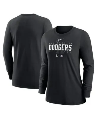 Women's Black Los Angeles Dodgers Cropped Long Sleeve T-Shirt